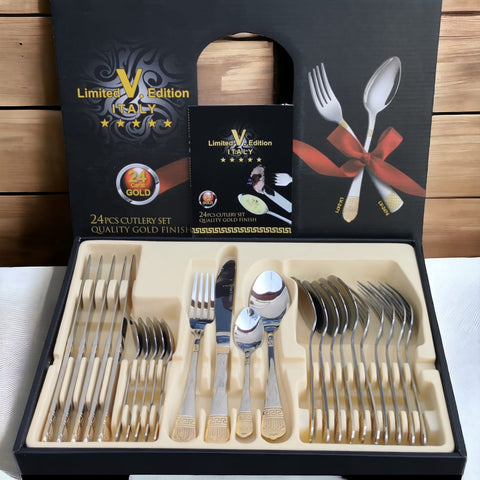 Set tacamuri 6 persoane 24 piese Limited Edition Italy otel inoxidabil Versace LV-2471 cadoul perfect
