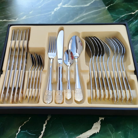 Set tacamuri 6 persoane 24 piese Limited Edition Italy otel inoxidabil Versace LV-2471 cadoul perfect