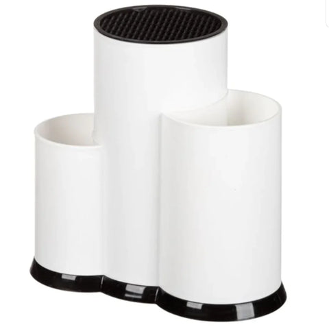 Suport pentru cutite si ustensile bucatarie plastic alb 23x12x22 cm