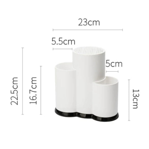 Suport pentru cutite si ustensile bucatarie plastic alb 23x12x22 cm