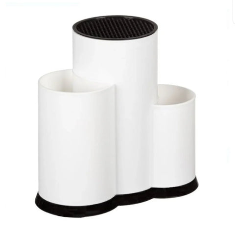 Suport pentru cutite si ustensile bucatarie plastic alb 23x12x22 cm