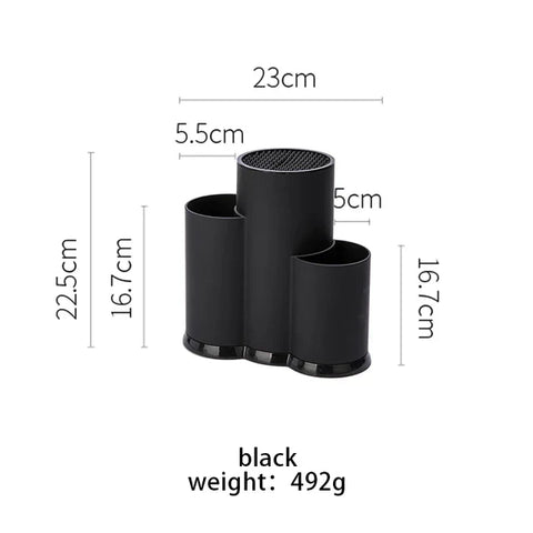 Suport ustensile bucătărie cutite din plastic negru  23x12x22 cm