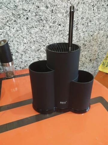 Suport ustensile bucătărie cutite din plastic negru  23x12x22 cm