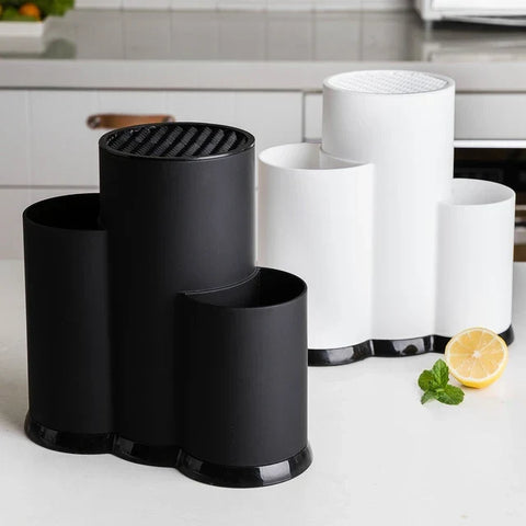 Suport ustensile bucătărie cutite din plastic negru  23x12x22 cm