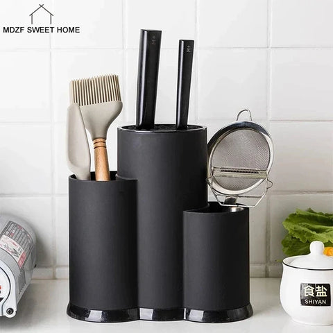 Suport ustensile bucătărie cutite din plastic negru  23x12x22 cm