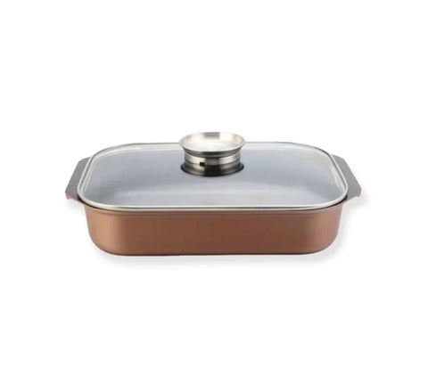 Tavă 6.5 Litri 34 cm Cuptor Royalty Line RL-ARG34ML Înveliș Marmură Ideală pentru Friptură și Gătit Sănătos