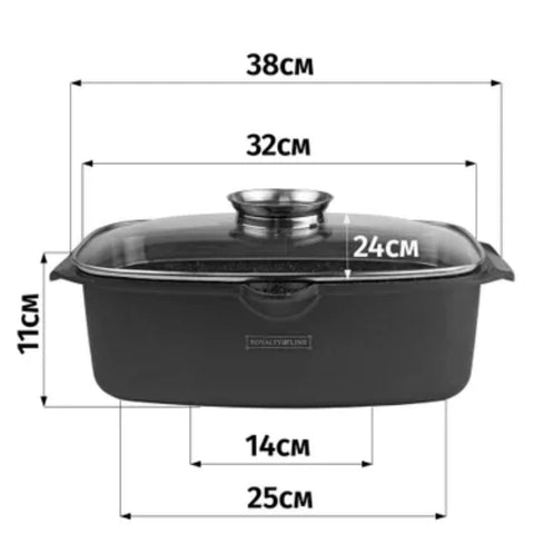Tava cuptor 5.5 litri interior marmura Royalty Line RL-ACR 32 cm GATESTE SANATOS