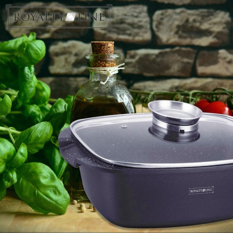 Tava cuptor 5.5 litri interior marmura Royalty Line RL-ACR 32 cm GATESTE SANATOS