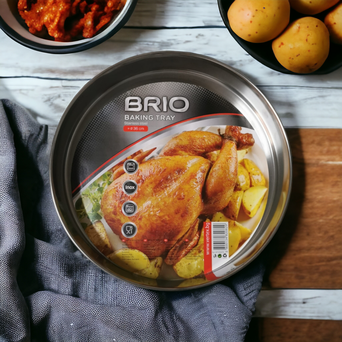Tava de copt inox 36 cm Brio