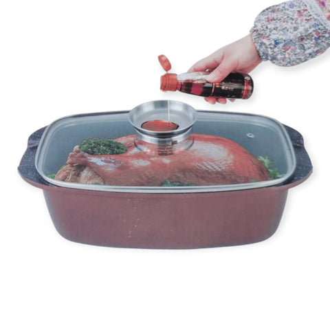 Tava roaster marmorata 32 cm cuptor Royalty Line Premium cu capac RL RS32M gateste sanatos