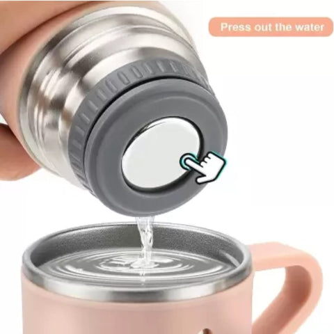 Termos, inchidere etansa, inox, 500 ml, 1 x termos cu capac tip cana 2 x cani ROZ
