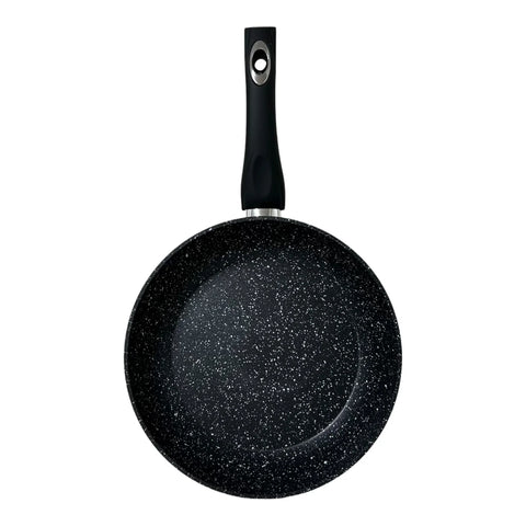 Tigaie cu invelis de marmura Royalty Line 28 cm Negru Gătit Sănătos și Eficient pentru Mese Gustoase