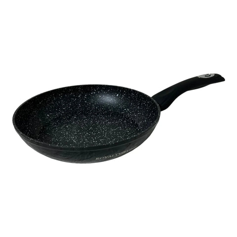 Tigaie cu invelis de marmura Royalty Line 28 cm Negru Gătit Sănătos și Eficient pentru Mese Gustoase