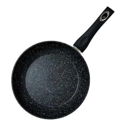Tigaie cu invelis de marmura Royalty Line 28 cm Negru Gătit Sănătos și Eficient pentru Mese Gustoase