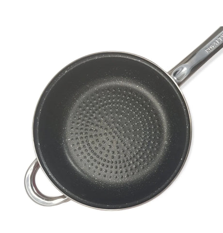 Tigaie 3.4 litri inox cu invelis marmura fund multistrat cu capac din sticlă Royalty Line 24 cm Red