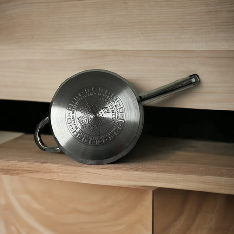 Tigaie 3.4 litri inox cu invelis marmura fund multistrat cu capac din sticlă Royalty Line 24 cm Red