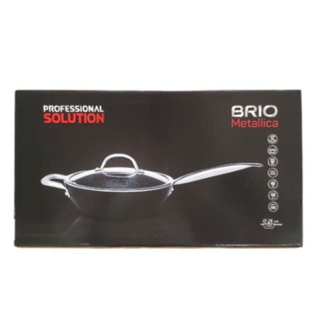 Tigaie 3.8 litri Profesionala Brio Metallica cu capac 28 cm gateste sanatos