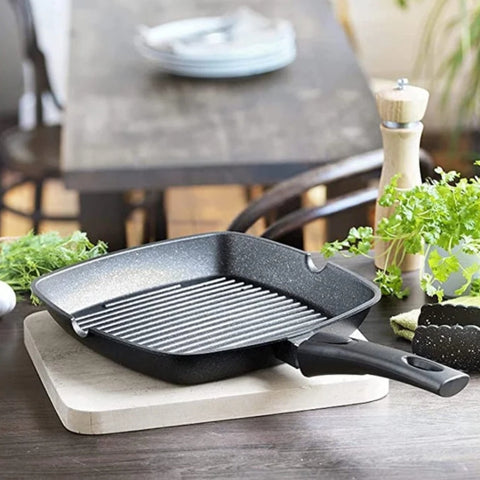 Tigaie Grill Marmorata 28 cm Royalty Line RL-AG28M culoare negru