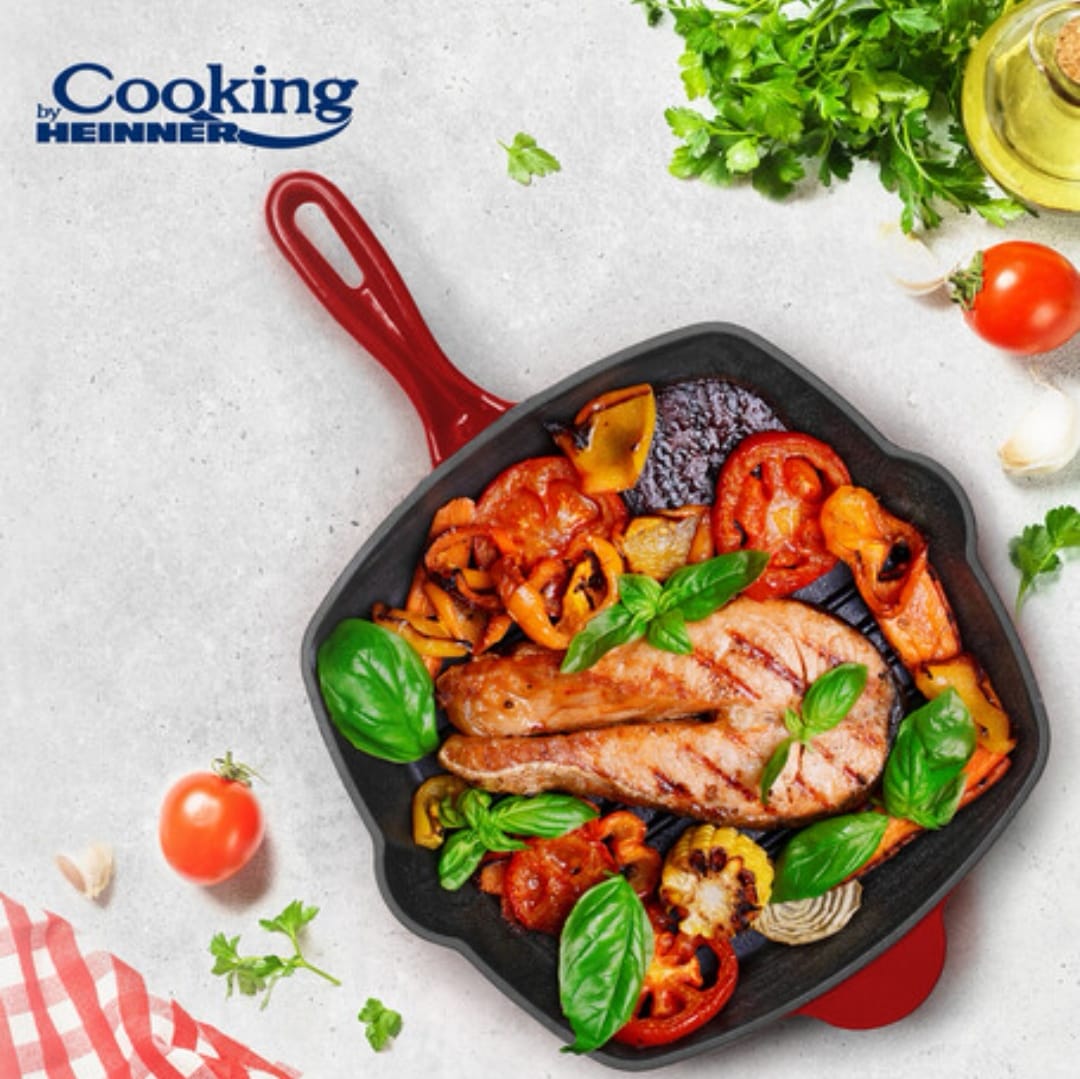 Tigaie grill fonta emailata  Red Line Cooking by Heinner 26.5x4.5 cm tigaie gratar Gateste sanatos