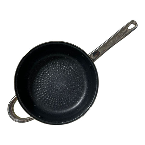 Tigaie inox 24 cm cu interior de marmura si capac, Royalty Line, Crem