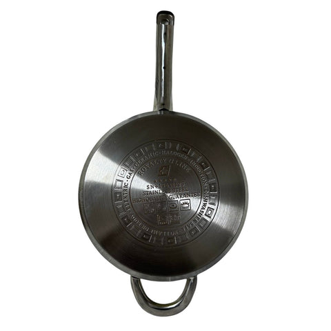 Tigaie inox 24 cm cu interior de marmura si capac, Royalty Line, Crem