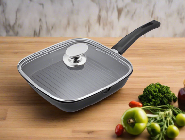 Tigaie grill cu capac sticla 24 cm ROYALTY Line gratar