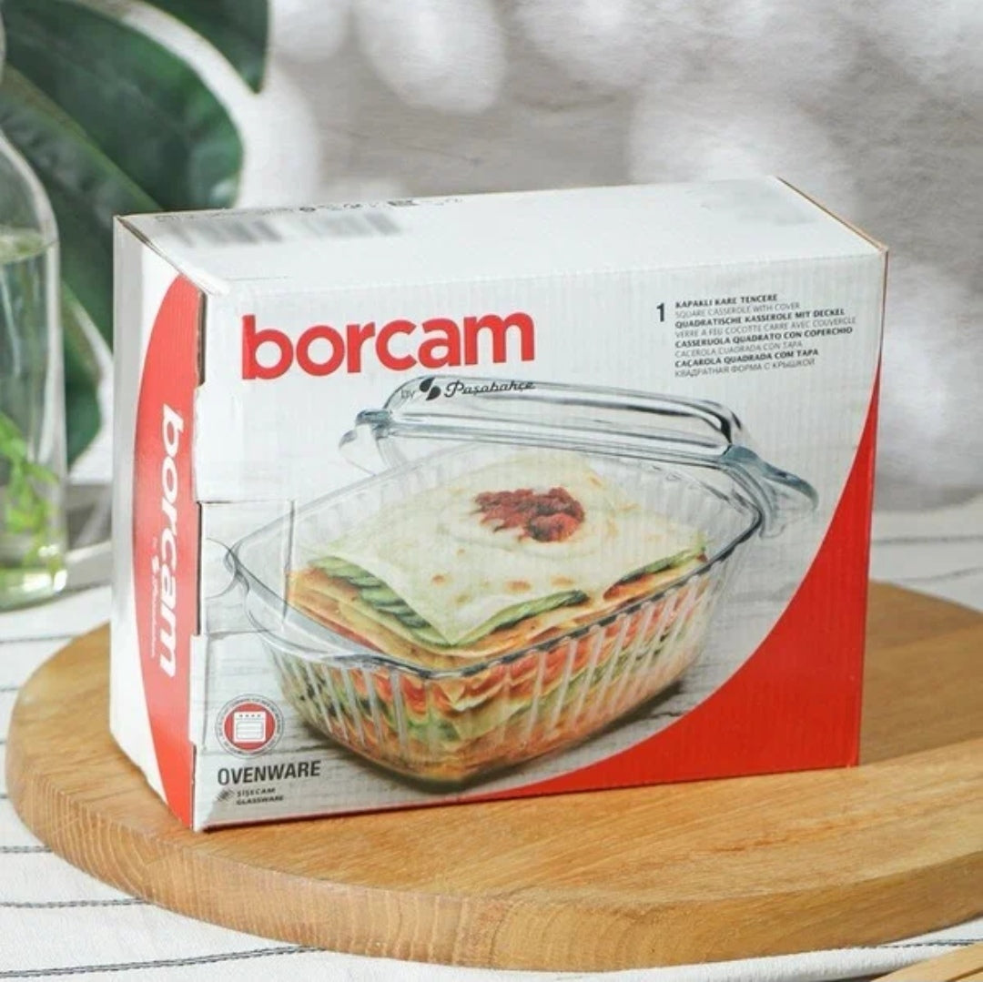 Vas yena termorezistent patrat cu capac 1,170 litri Borcam 59039