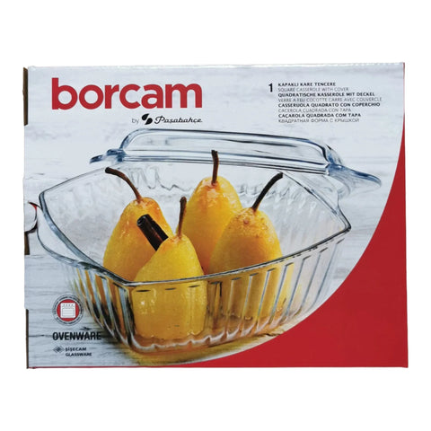 Vas yena termorezistent cu capac patrat 1,87 Litri Borcam 59029