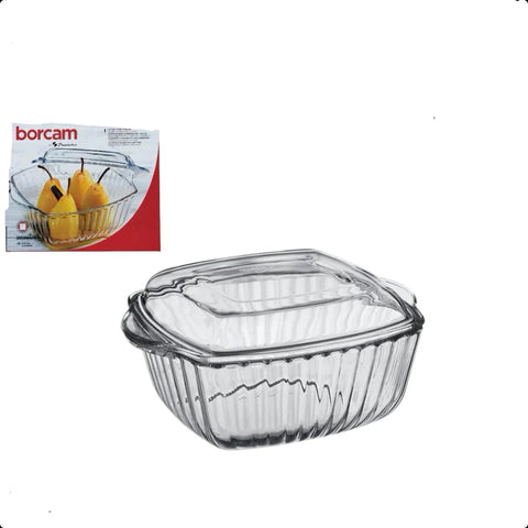 Vas yena termorezistent cu capac patrat 1,87 Litri Borcam 59029