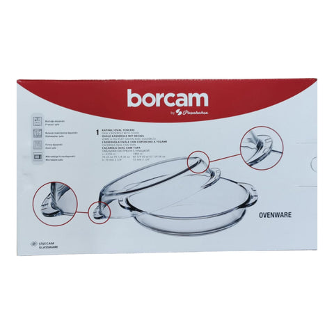 Vas yena termorezistent oval cu capac Borcam 2,2 Litri 59062