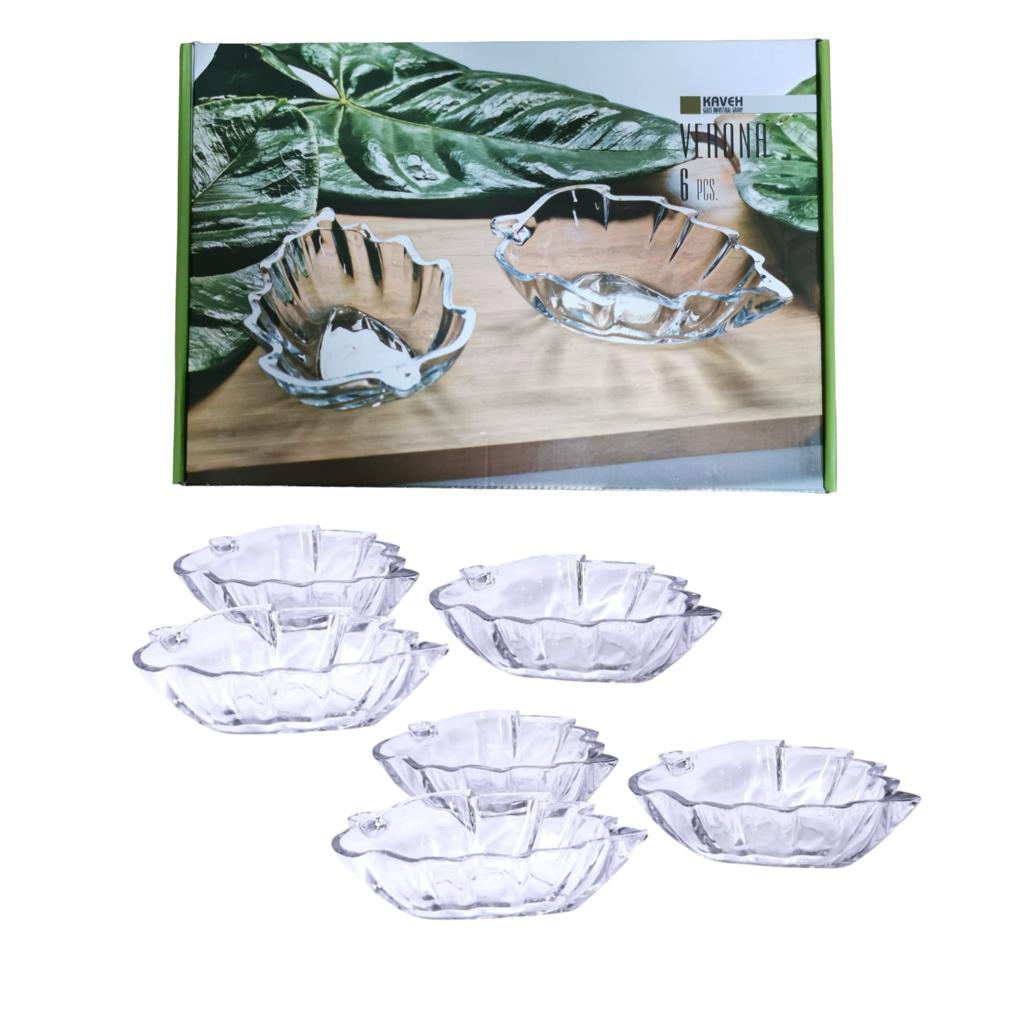 Set 6 Boluri Sticla în Forma de Frunza Verde Naturala pe Masa Ta